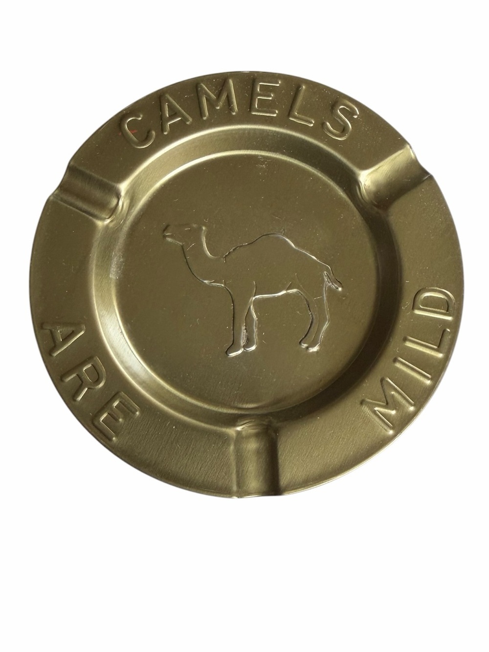 Vintage Gold-Brass Tin Camel Ashtray MCM Collectible